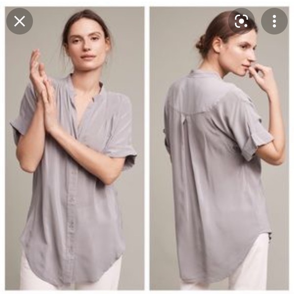 Anthropologie Tops - Anthropologie Maeve Rosalyn Gray Silk Tunic Size S/M